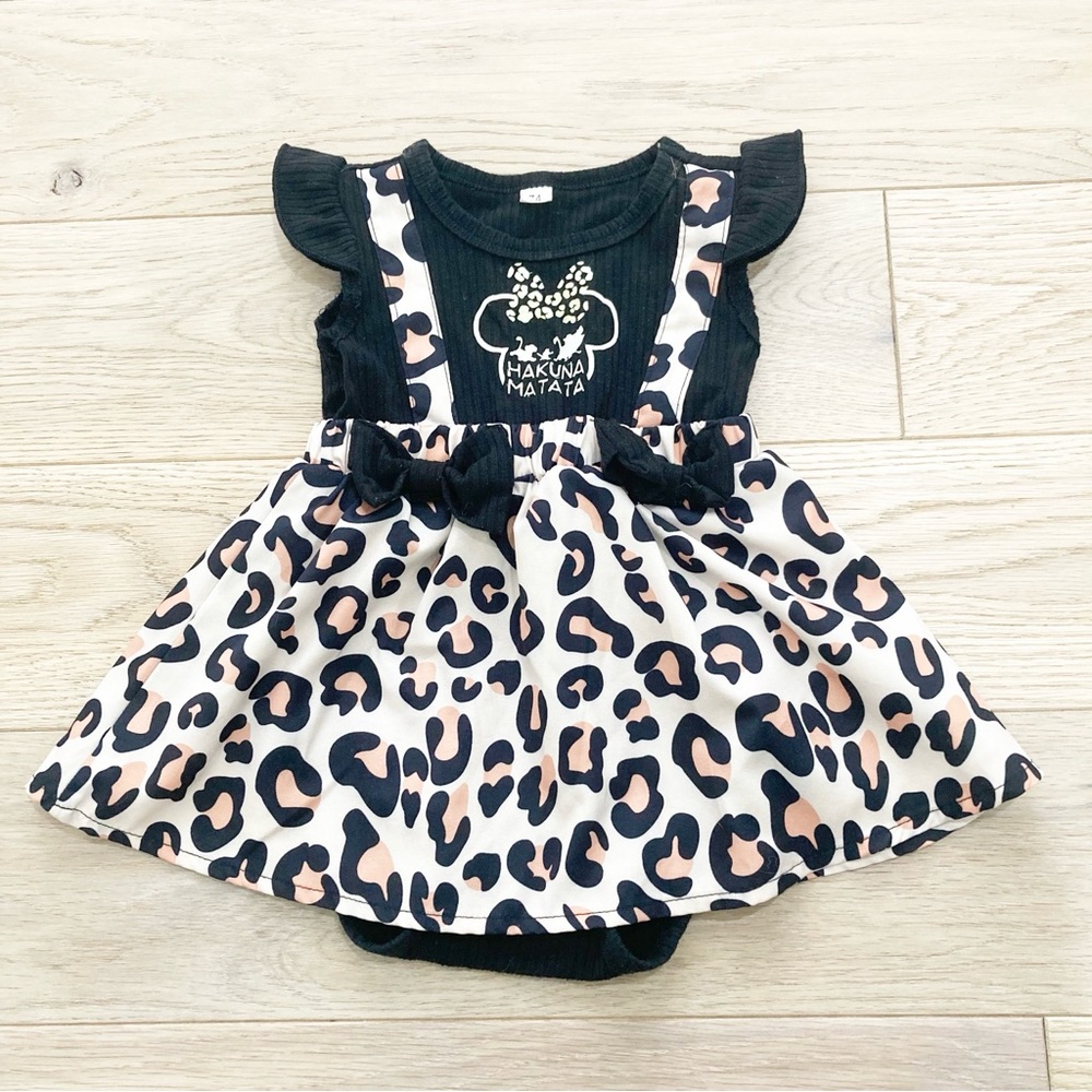 Leopard Print Baby Dress with Black Top